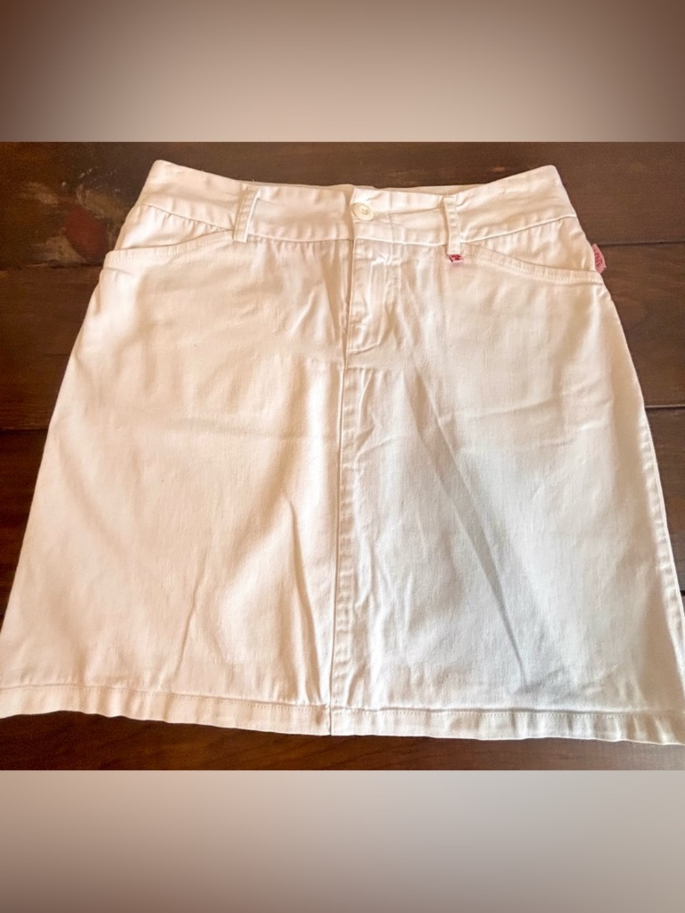 ESPRIT White Denim Mini Skirt High Waisted 5 Pocket Classic SZ 4 Vintage 90's